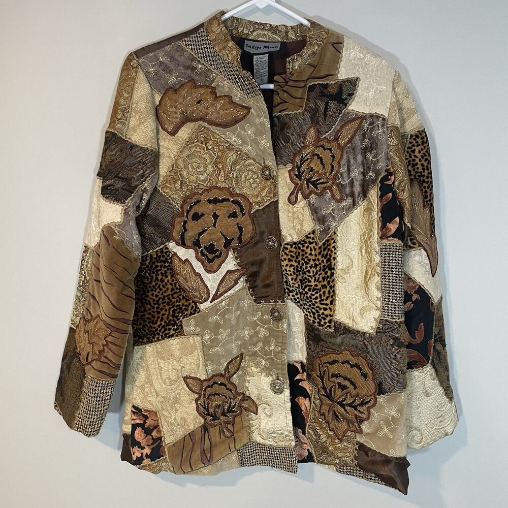 Indigo Moon Jacket Womens‎ S Patchwork Velvet Beaded Embroidered Boho India